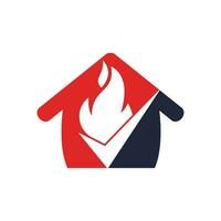 modèle de conception de logo vectoriel de contrôle d'incendie. feu et coche avec la conception de l'icône de la maison.