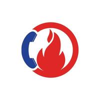 concept de conception de logo vectoriel d'appel à chaud. combiné et icône de feu.