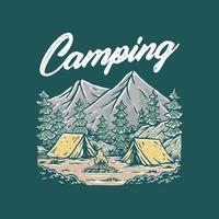 conception d'illustration de camping vecteur