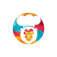 modèle de conception de logo vectoriel chef lion. concept de logo de restaurant alimentaire.