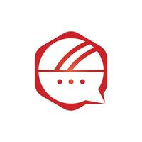 création de logo vectoriel de cricket de chat. concept de logo de conversation de cricket.