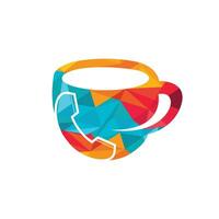 création de logo vectoriel d'appel de café. combiné et icône de tasse.