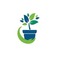 création de logo vectoriel de soins de jardin. soin et protection de l'environnement.