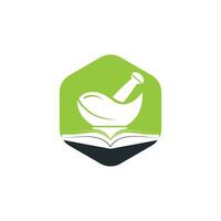 création de logo vectoriel de livre de pharmacie. concept de conception de logo d'étude médicale.