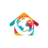 logo de la main du monde. sauver la conception du logo du monde. concept de logo de soins mondiaux. vecteur