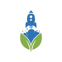 création de logo vectoriel de fusée éco. création de logo d'icône de fusée à feuilles.