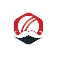 création de logo vectoriel de cricket fort. conception d'icône vectorielle moustache et balle de cricket.