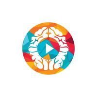création de logo vectoriel de lecteur multimédia cerveau. conception de modèle de logo de jeu d'esprit.