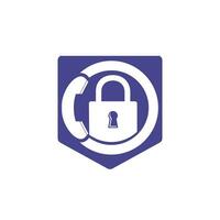 création de logo d'icône d'appel sécurisé. combiné et l'icône de verrouillage. vecteur