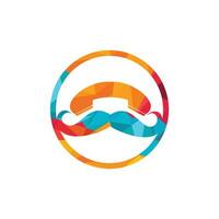 modèle de conception de logo vectoriel d'appel gentleman. logo icône moustache et combiné.