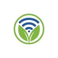 création de logo vectoriel wifi nature feuille.