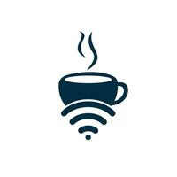 tasse à café avec logo icône vecteur wifi. modèle de conception de logo créatif pour café ou restaurant.