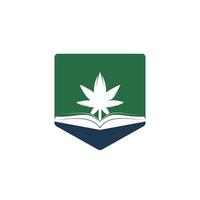 modèle de logo de symbole de livre et de marijuana. adapté à la formation médicale. vecteur