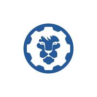 création de logo vectoriel d'engrenage de lion créatif. concept de logo de technologie de lion.