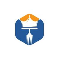 création de logo vectoriel roi alimentaire. fourchette avec couronne pour la conception de modèle de logo de restaurant.