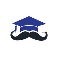 modèle de conception de logo d'éducation solide. graduation de chapeau avec la conception d'icône de moustache. vecteur