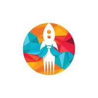 illustration de conception de logo de nourriture de fusée. modèle de logo de livraison de restauration rapide. vecteur