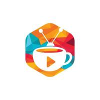 création de logo vectoriel de télévision café. tasse à café et concept de logo d'icône de télévision.