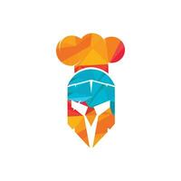 modèle de conception de logo vectoriel chef spartiate. logo minimal du chef guerrier avec illustration vectorielle de chapeau de chef.