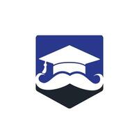 modèle de conception de logo d'éducation solide. graduation de chapeau avec la conception d'icône de moustache. vecteur