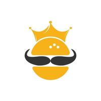 création de logo vectoriel Burger King. burger avec concept de logo icône couronne et moustache.