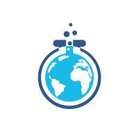 création de logo vectoriel science mondiale. logo de la planète avec concept de logo de laboratoire scientifique.