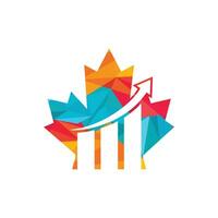 création de logo vectoriel entreprise canada. logo d'icône de feuille d'érable et de graphique financier.