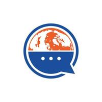 création de logo vectoriel de chat mondial. logo globe avec icône de conversation bulle.