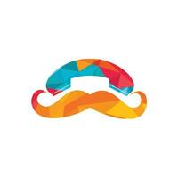modèle de conception de logo vectoriel d'appel gentleman. logo icône moustache et combiné.
