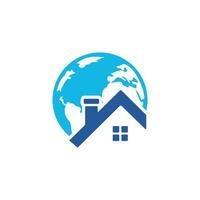 modèle de conception de logo vectoriel global à la maison. concept de conception de logo vectoriel de maison du monde.