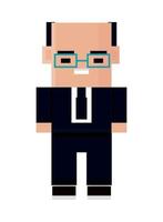 homme d'affaires chauve pixel 8 bits vecteur