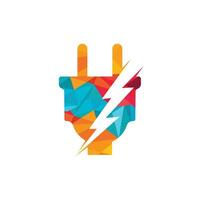 prise électrique et création de logo vectoriel Thunderbolt. symbole d'énergie électrique.