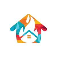 modèle de conception de logo vectoriel de feu de maison. prévenir le concept de logo d'incendie ou d'alarme incendie.