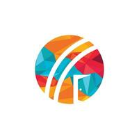 balle de cricket et logo d'icône de porte d'entrée. concept de logo de lieu de cricket. vecteur