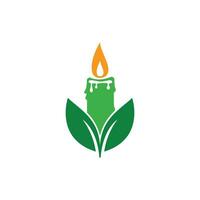 création de logo vectoriel feuille de bougie. concept de conception de logo de bougie écologique.