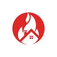 modèle de conception de logo vectoriel de feu de maison. prévenir le concept de logo d'incendie ou d'alarme incendie.