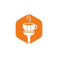 concept de conception de logo vectoriel de café d'artiste. tasse à café et icône de pinceau.