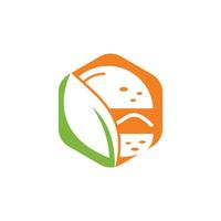création de logo vectoriel eco burger. modèle de logo végétalien burger.