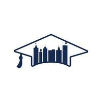 création de logo vectoriel de ville de remise des diplômes. concept de logo de ville intelligente.