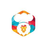 modèle de conception de logo vectoriel chef lion. concept de logo de restaurant alimentaire.