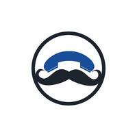 modèle de conception de logo vectoriel d'appel gentleman. logo icône moustache et combiné.