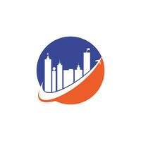 création de logo vectoriel de voyage en ville. conception d'icône de logo de ville de voyage.