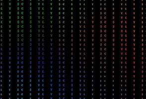 modèle vectoriel arc-en-ciel multicolore foncé avec eur, usd, gbp, jpy.