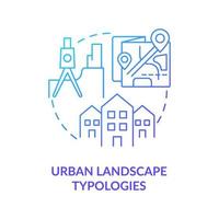 icône de concept de dégradé bleu de typologies de paysage urbain. l'eau et la biodiversité dans l'urbanisme à gradient vert illustration de la ligne mince de l'idée abstraite. dessin de contour isolé. vecteur