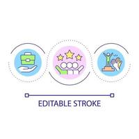 icône de concept de boucle de réalisation de carrière et de travail d'équipe. motivation à grandir. développer des compétences en affaires idée abstraite illustration de la ligne mince. dessin de contour isolé. trait modifiable. vecteur
