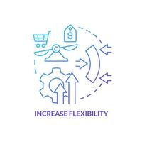 augmenter la flexibilité de l'icône de concept de dégradé bleu. adaptation. traiter l'impact de covid sur l'illustration de la ligne mince de l'idée abstraite de la logistique. dessin de contour isolé. vecteur