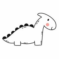 dinosaure mignon sur fond blanc. personnage pour livre de coloriage pour enfants. dinosaure. illustration vectorielle de griffonnage. vecteur