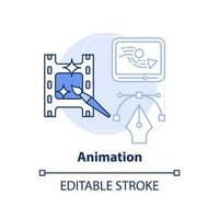 icône de concept bleu clair d'animation. compétence en demande pour l'illustration de ligne mince d'idée abstraite indépendante. story-boards. dessin de contour isolé. trait modifiable. vecteur