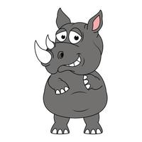 illustration de dessin animé animal rhinocéros mignon vecteur