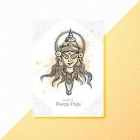 main dessiner happy durga puja festival indien vacances croquis brochure modèle conception vecteur